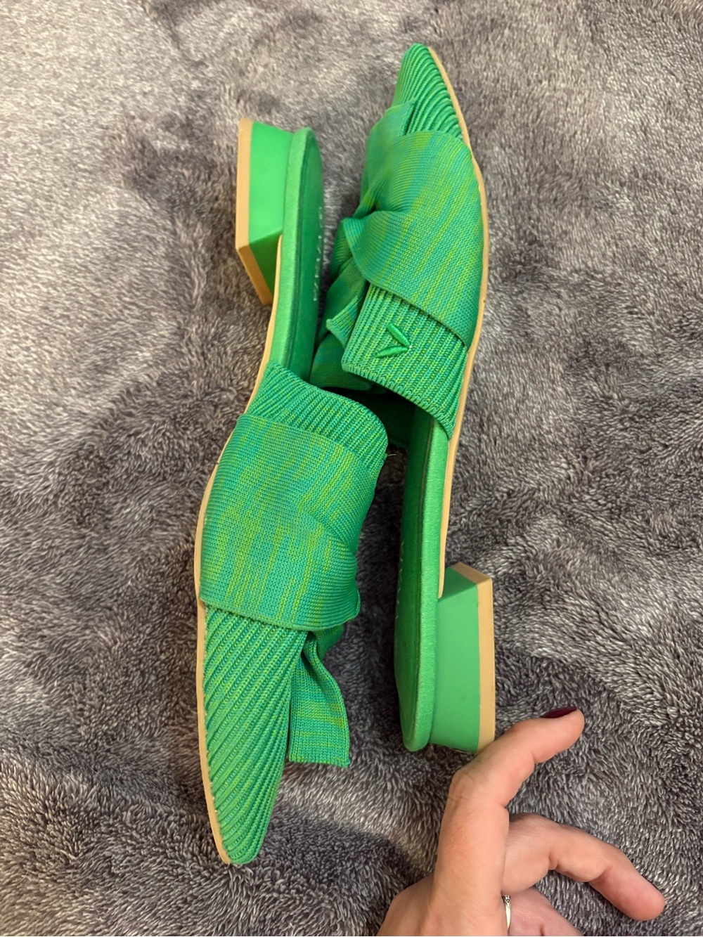 VIVAIA Bright Green Yaffa Pointed-Toe Knot Mules - EU 39 US sz 8 - Picture 5 of 11